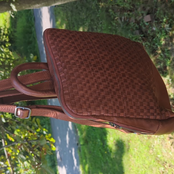 Ladies leather backpack handbag